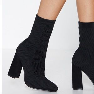 NastyGal Calf High Heeled Sock Boots